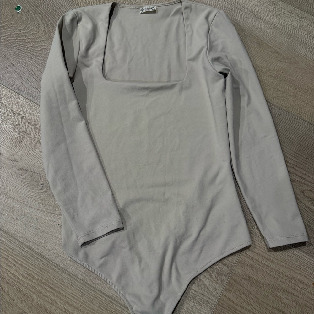 Free People Cream Long Sleeve Bodysuit